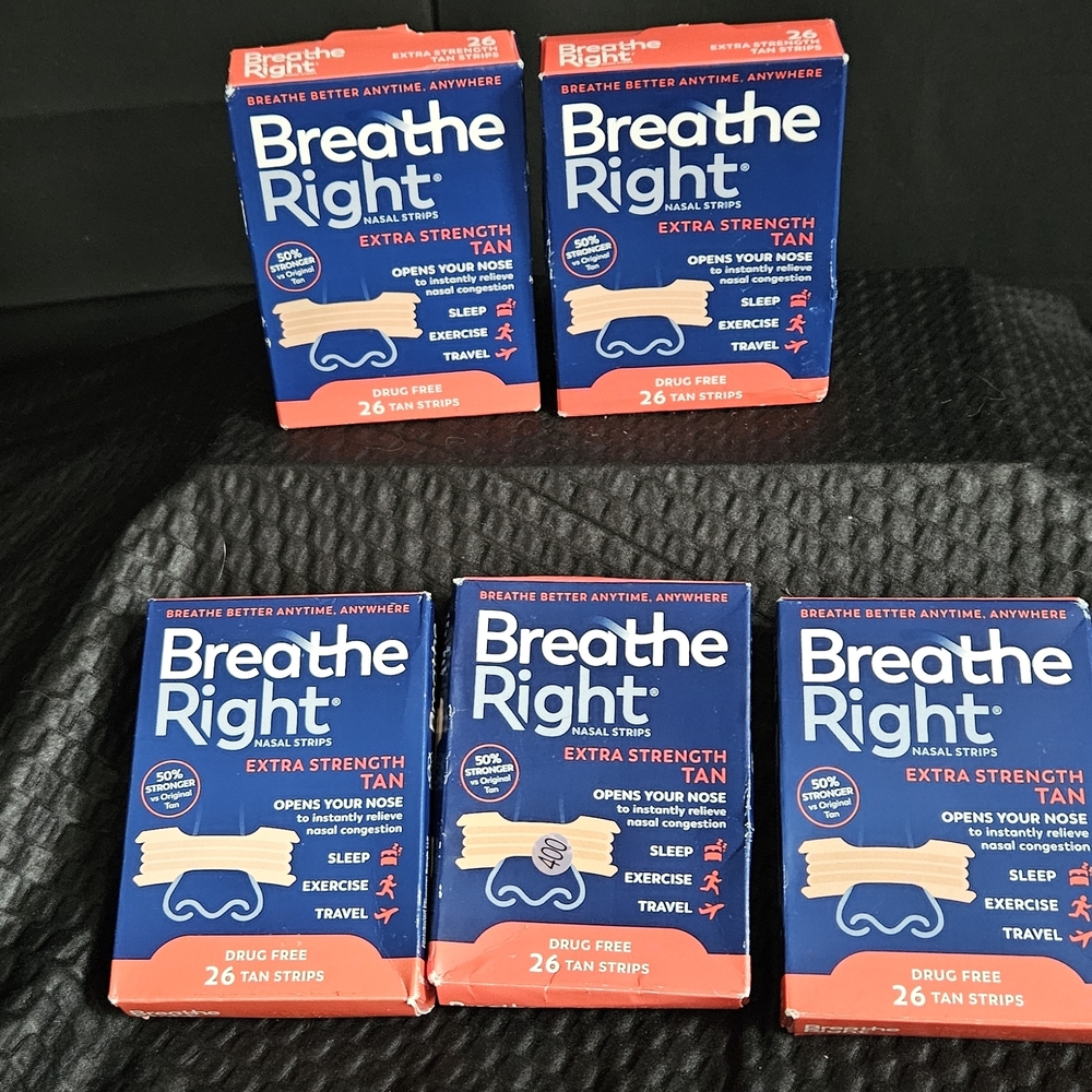 5 Breathe Right Extra Strength Tan Strips, 26 Count